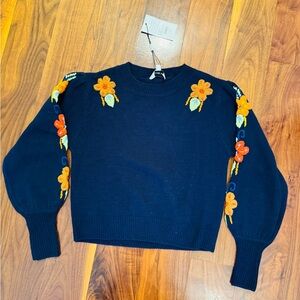 Something Navy Embroidered Sweater